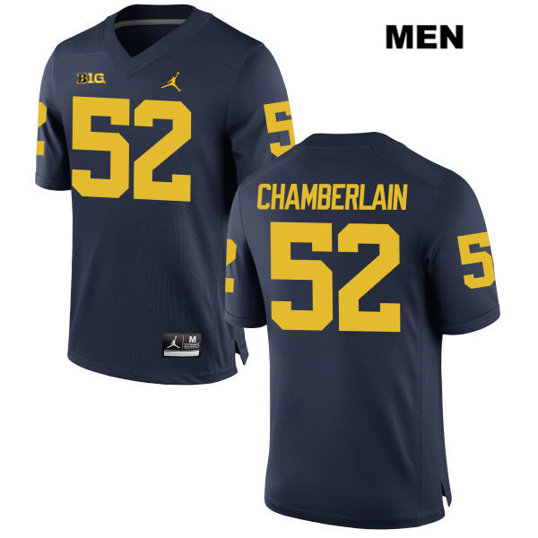 Men's NCAA Michigan Wolverines Bryce Chamberlain #52 Navy Jordan Brand Authentic Stitched Football College Jersey YV25W55WM